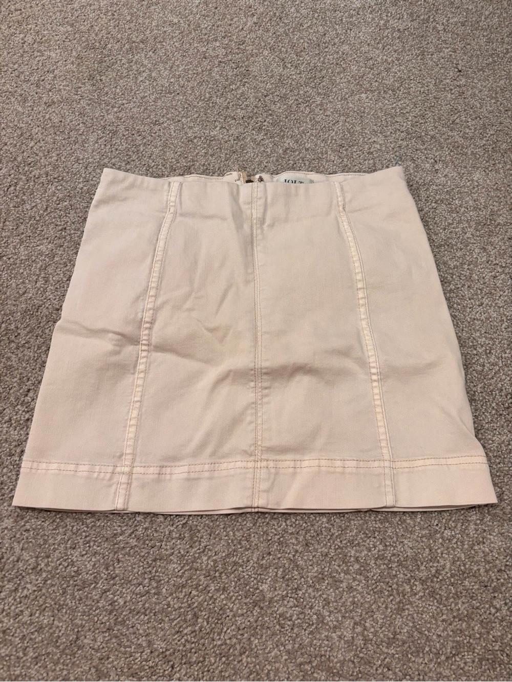 Jolt Cream Khaki Seam-Panel Mini Skirt